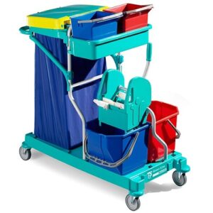 carrello multiuso modulare inossidabile completo senza sacco 30litri con strizzatore